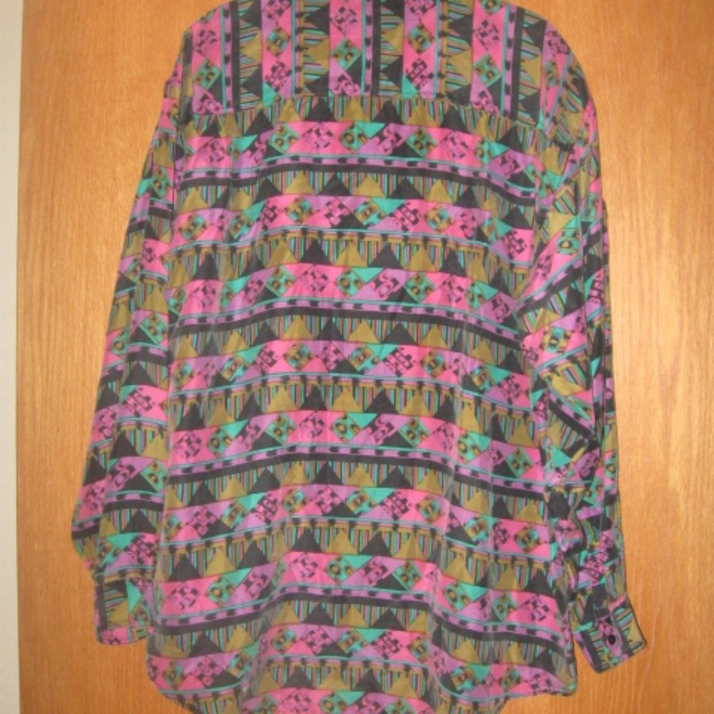 Silktime Multi-Colored Button Down Blouse - image 4